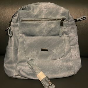 New Light Blue Leather Backpack